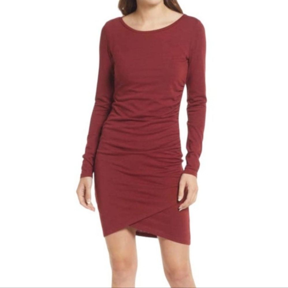 Treasure & Bond Dress Women's Small Burgundy Long Sleeve Casual